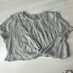 Sabo Skirt Gray Ribbed Short Sleeve Crop Top Sz M A